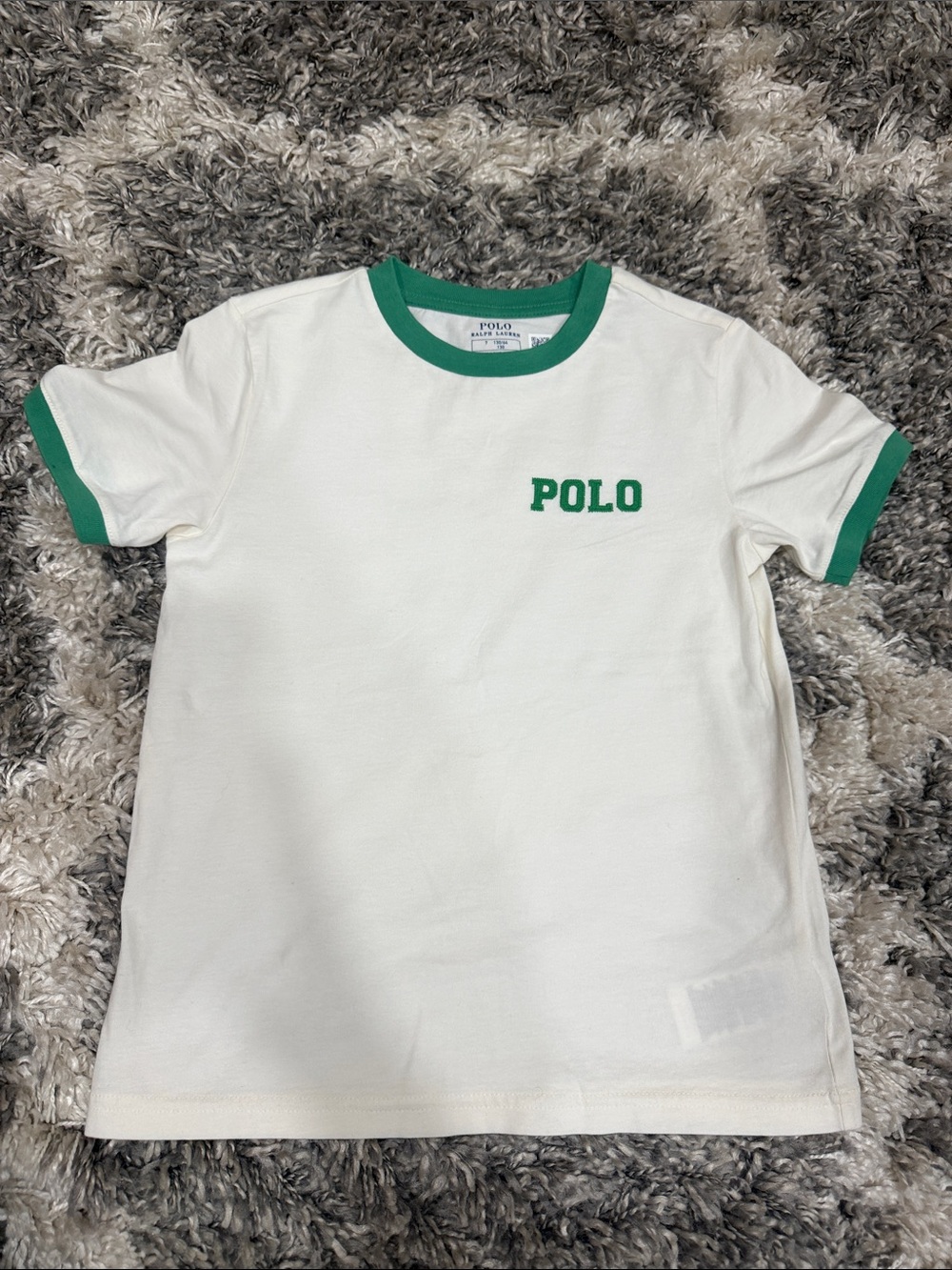 Polo by Ralph Lauren White Tee with Green Trim and Logo